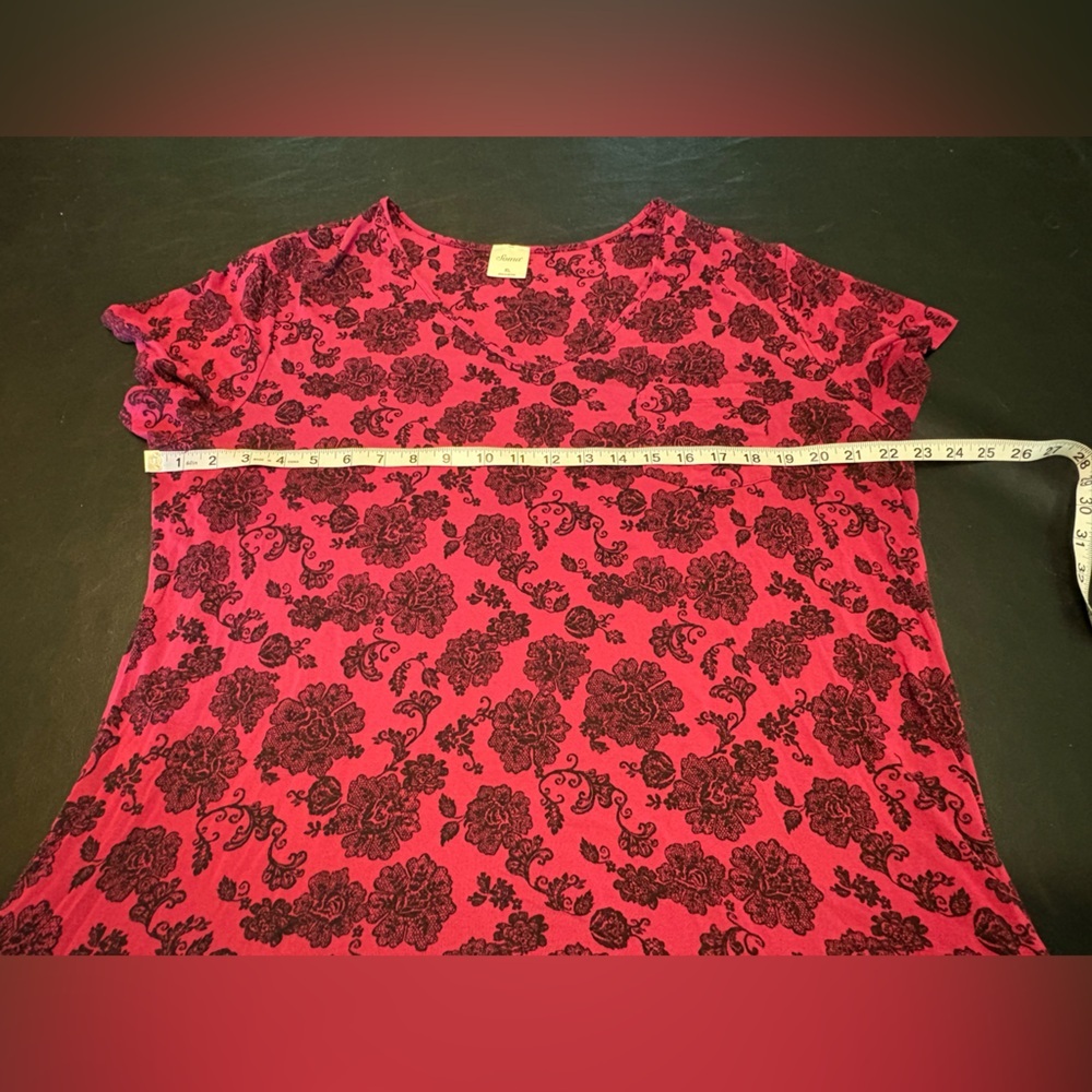 Soma Raspberry Pink Nightgown with Black Floral Print size XL - Picture 7 of 10